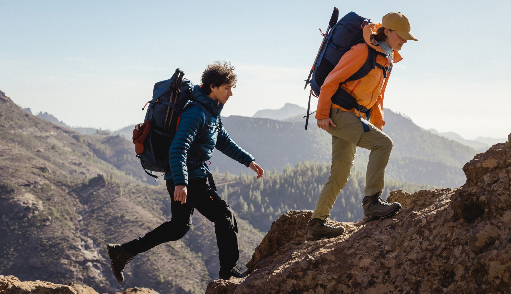 Two hikers wearing Ayacucho gear