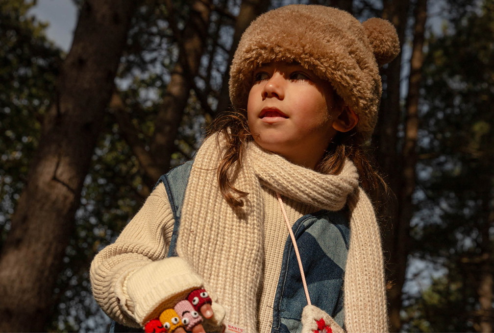 Girl wearing winter clothes with a beanie